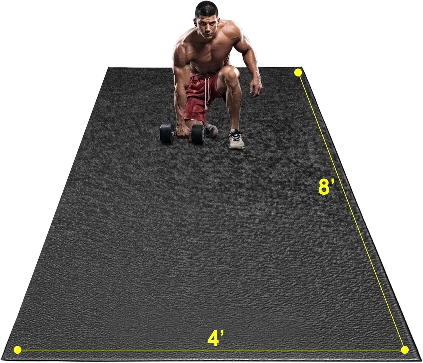 Large Exercise Mat, 8' X 4'X 1/4" Extra Durable Workout Mats for Home Gym Flo...