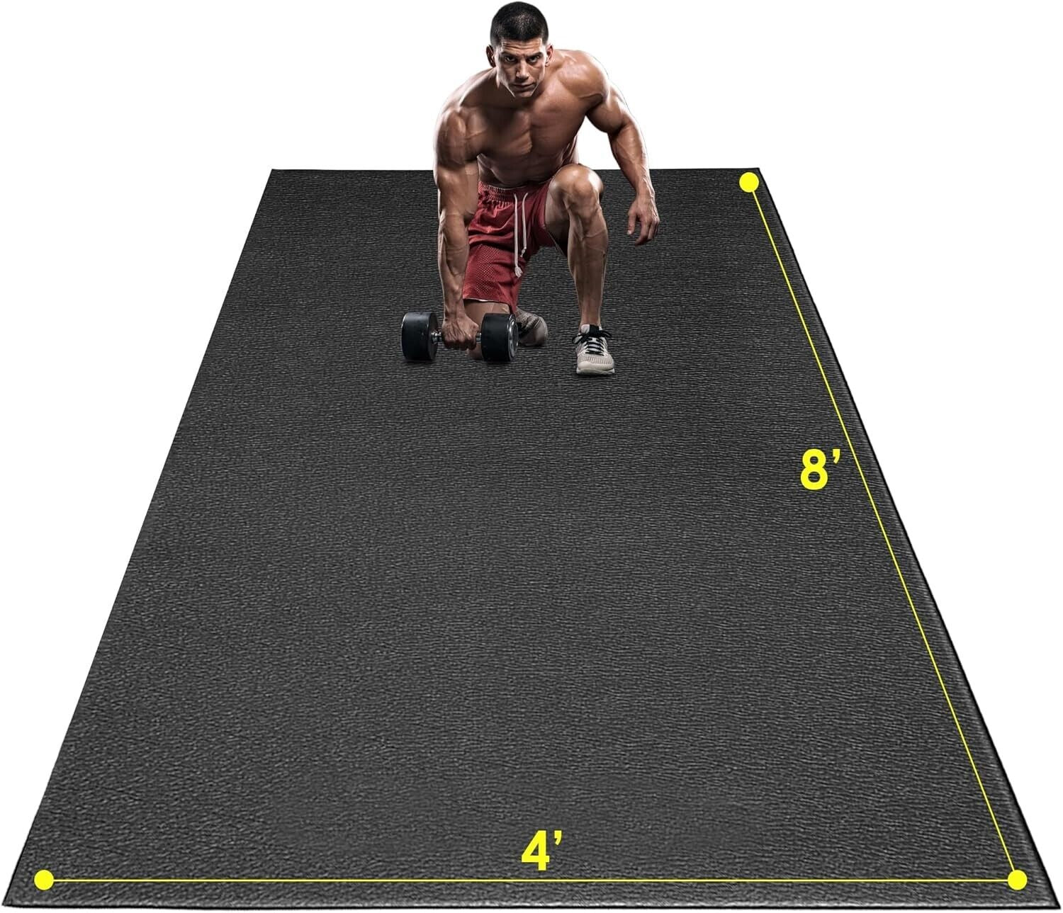 Large Exercise Mat, 8' X 4'X 1/4" Extra Durable Workout Mats for Home Gym Flo...